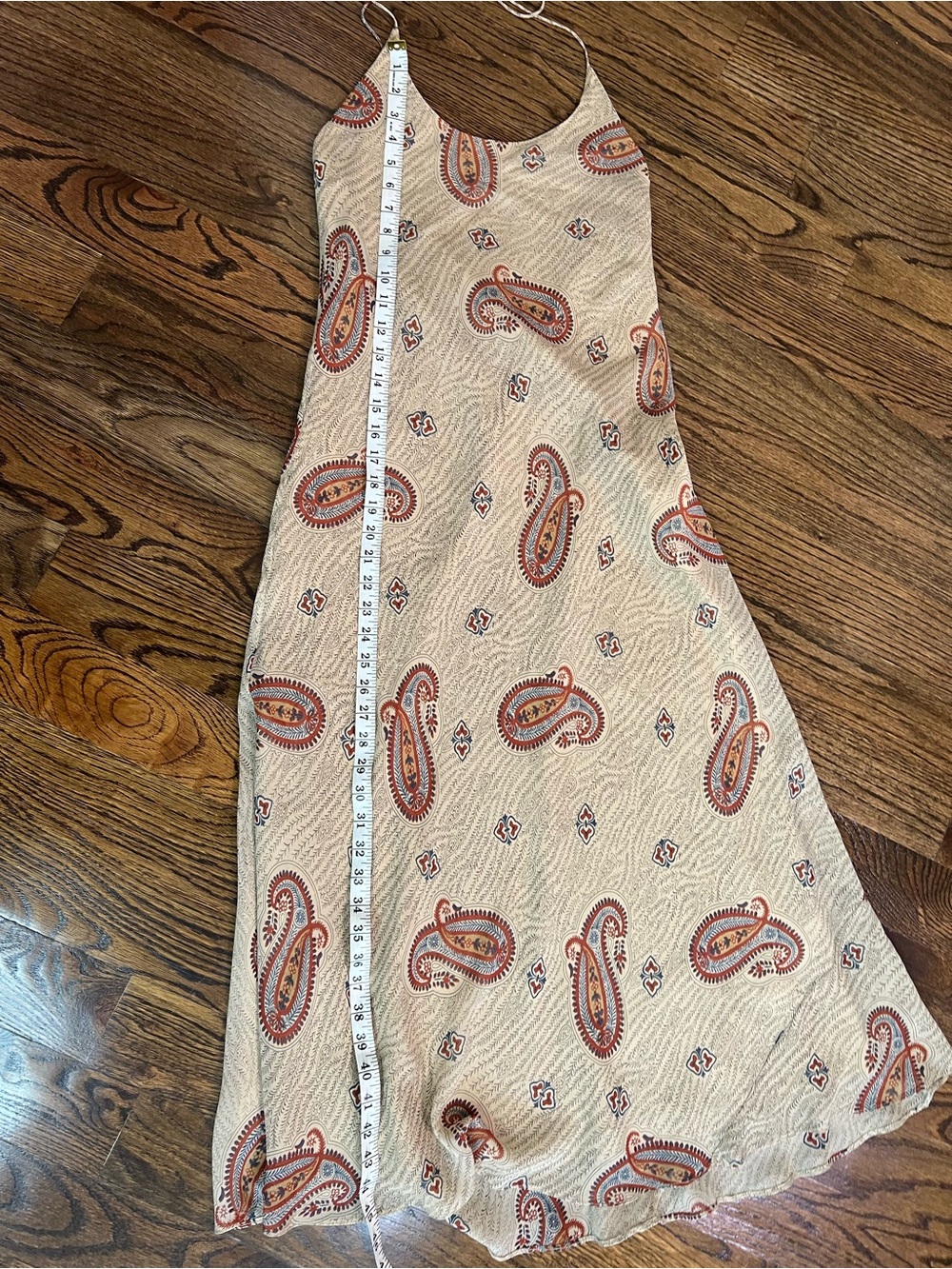 Lauren Ralph Lauren Beige Paisley Slip Midi Dress with Rust Accents - Picture 16 of 16